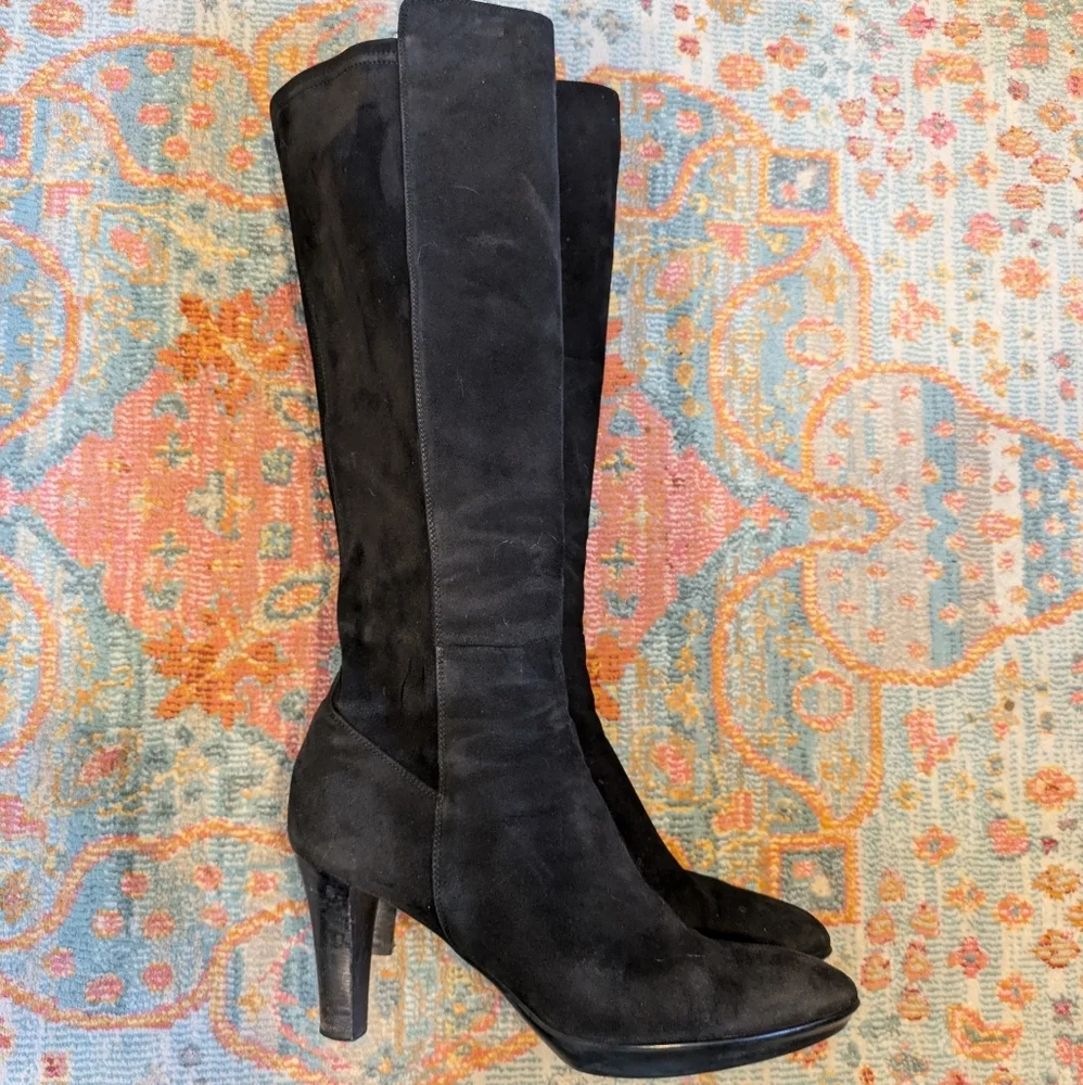 Aquatalia Black Suede Knee High Boot Size 10.5